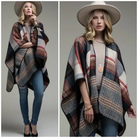 Accessories - SOLD OUT Reversible Tartan Plaid Fall Vibes Ruana Poncho
